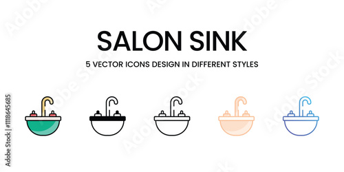 Salon Sink icons set in different style vector stock illustration