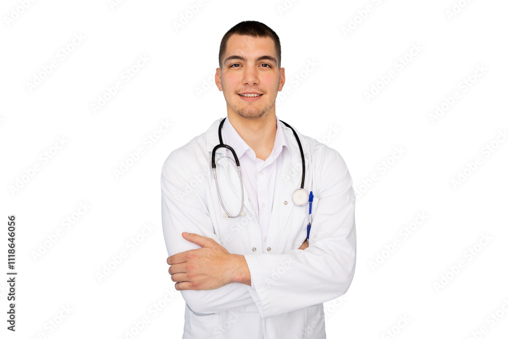 Young male doctor in professional attire smiling Young male doctor in professional attire smiling