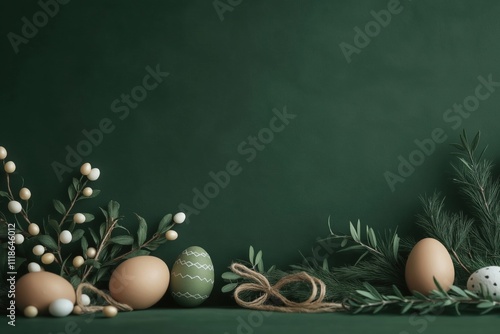 Elegant easter gift wrap station with natural decor elements for spring celebrations