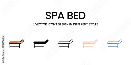 Spa Bed icons set in different style vector stock illustration