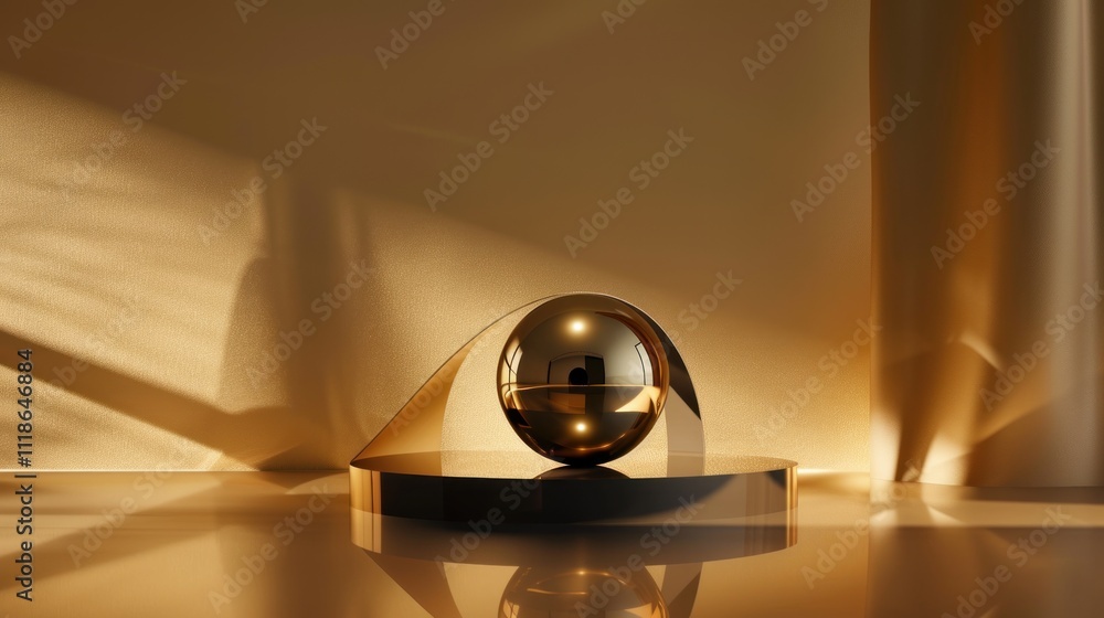 Product display podium with golden curve line element and decoration with glitter light effect luxury background. Product display podium with golden curve line element and decoration with glitter light effect luxury background.