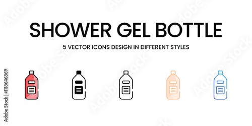 Shower Gel Bottle icons set in different style vector stock illustration
