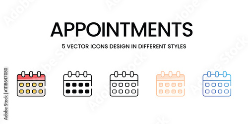 Appointments  icons set in different style vector stock illustration