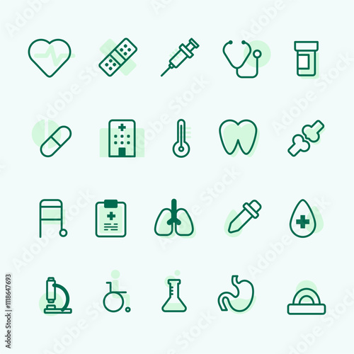 a collection of medical sign icon design