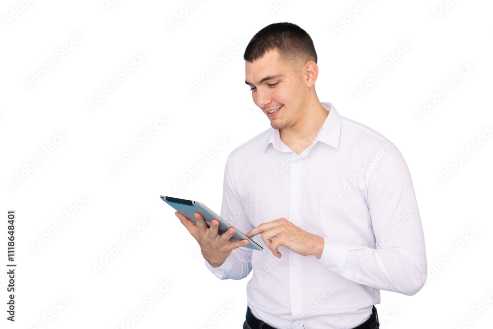 Focused businessman using a digital tablet Focused businessman using a digital tablet