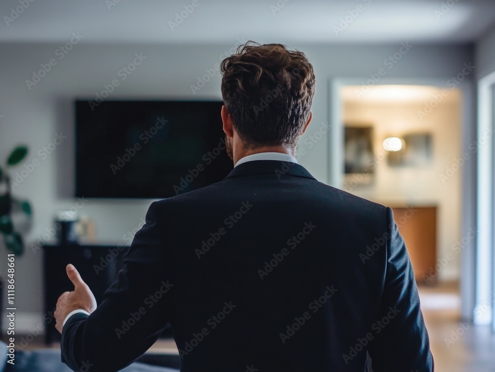 Professional Businessman Approving Contract in a Modern Home Office Professional Businessman Approving Contract in a Modern Home Office