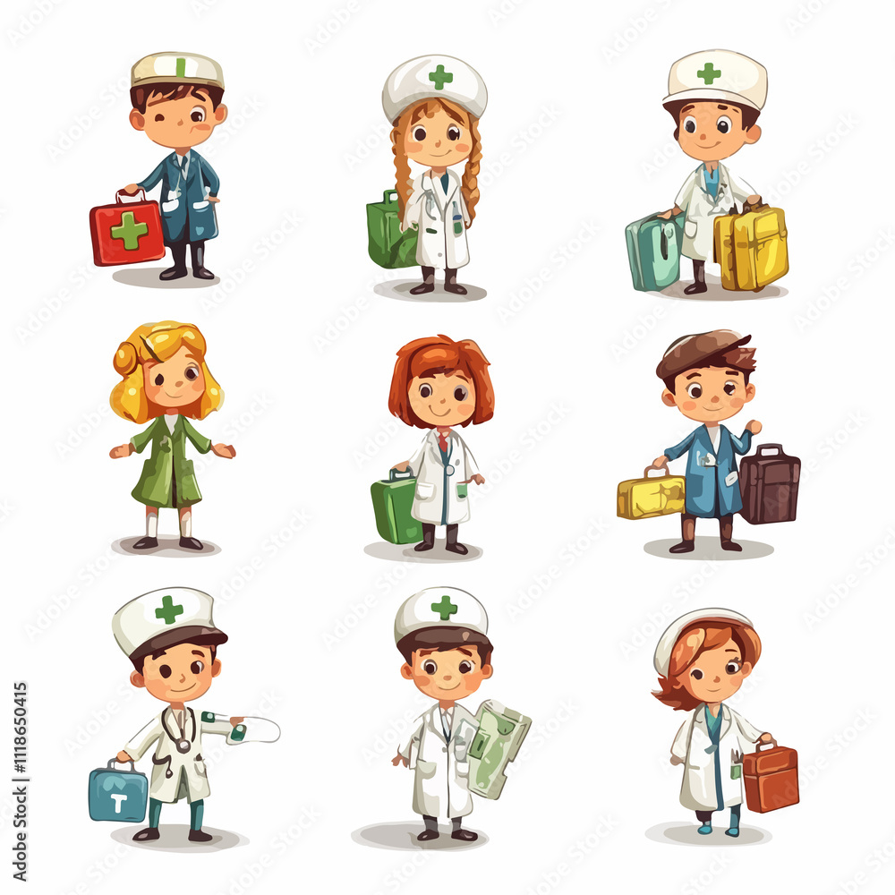 Diverse Children portraying Various Healthcare Careers Diverse Children portraying Various Healthcare Careers