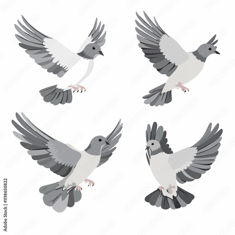 Obraz premium Elegant Flat Vector Dove Illustration for Professional Design Projects
