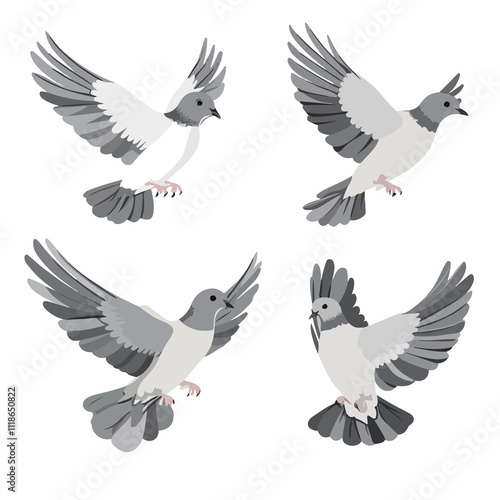 Elegant Flat Vector Dove Illustration for Professional Design Projects photo