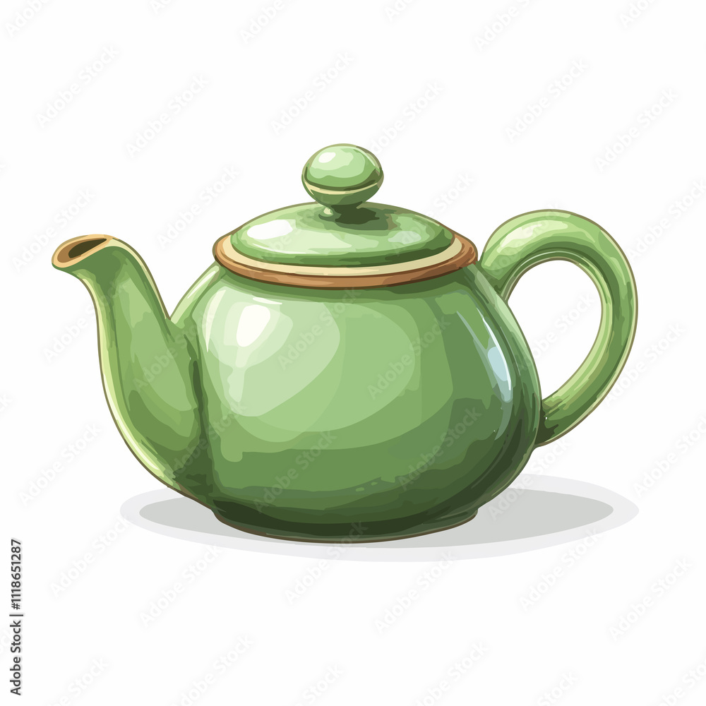 Green Ceramic Teapot Tea Ceremony Element Cartoon Green Ceramic Teapot Tea Ceremony Element Cartoon