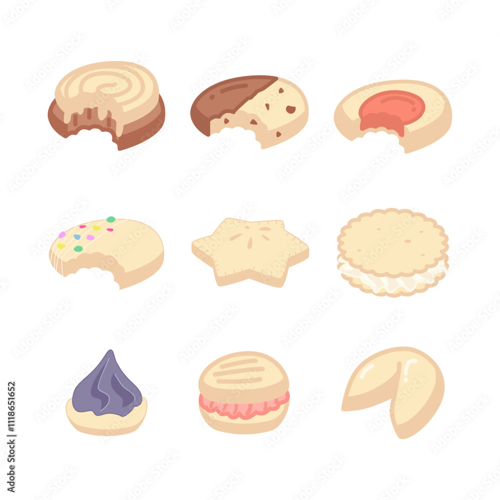 a collection of bitten cookies and different cookies icon design a collection of bitten cookies and different cookies icon design