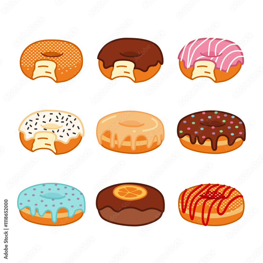 a collection of bitten donuts and donuts icon design a collection of bitten donuts and donuts icon design