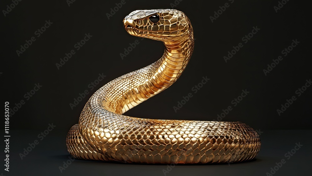 Golden Spiral: Close-Up of a Snake's Textured Elegance in Photorealistic Detail Golden Spiral: Close-Up of a Snake's Textured Elegance in Photorealistic Detail