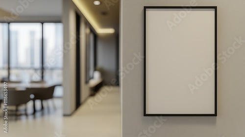 Blank White Frame On Modern Wall In Contemporary Interior Space