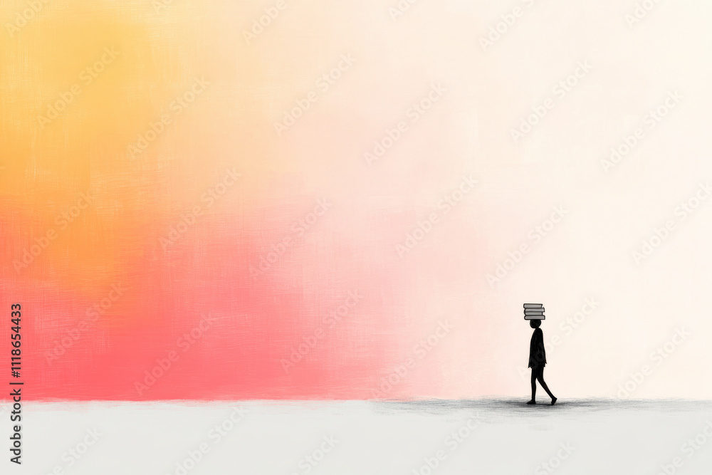 A person is walking on a path with a book in their hand A person is walking on a path with a book in their hand