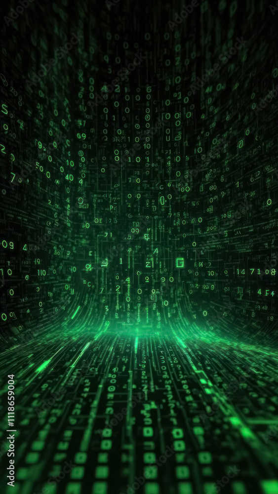 digital green code tunnel futuristic matrix style background digital green code tunnel futuristic matrix style background