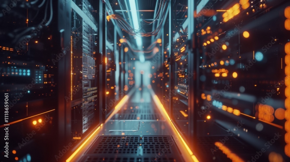The glowing lights and sleek design of an edge computing server enhancing the efficiency and performance of 5Genabled industrial processes in a manufacturing setting. The glowing lights and sleek design of an edge computing server enhancing the efficiency and performance of 5Genabled industrial processes in a manufacturing setting.
