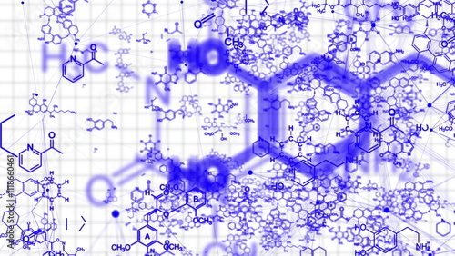 Dynamic Chemical Formulas on Notebook Background