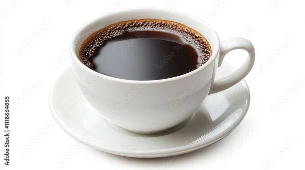 An isolated cup of coffee on a white backdrop, captured from above. An isolated cup of coffee on a white backdrop, captured from above.