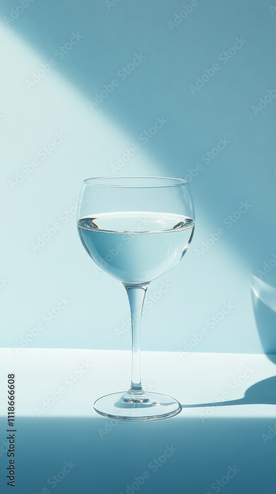 Elegant glass of water on a minimalist background showcasing tranquility and simplicity Elegant glass of water on a minimalist background showcasing tranquility and simplicity