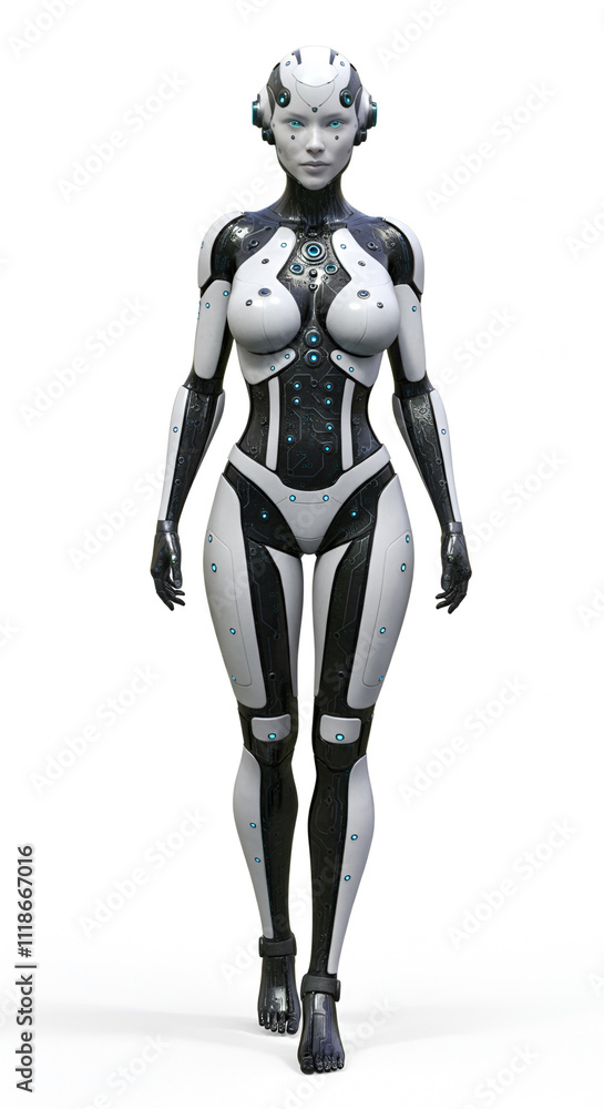 3D female humanoid ai or combat cyborg robot isolated on white background 3D female humanoid ai or combat cyborg robot isolated on white background