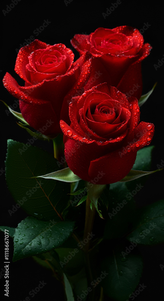 Fototapeta premium Smartphone wallpaper featuring red roses flowers background 