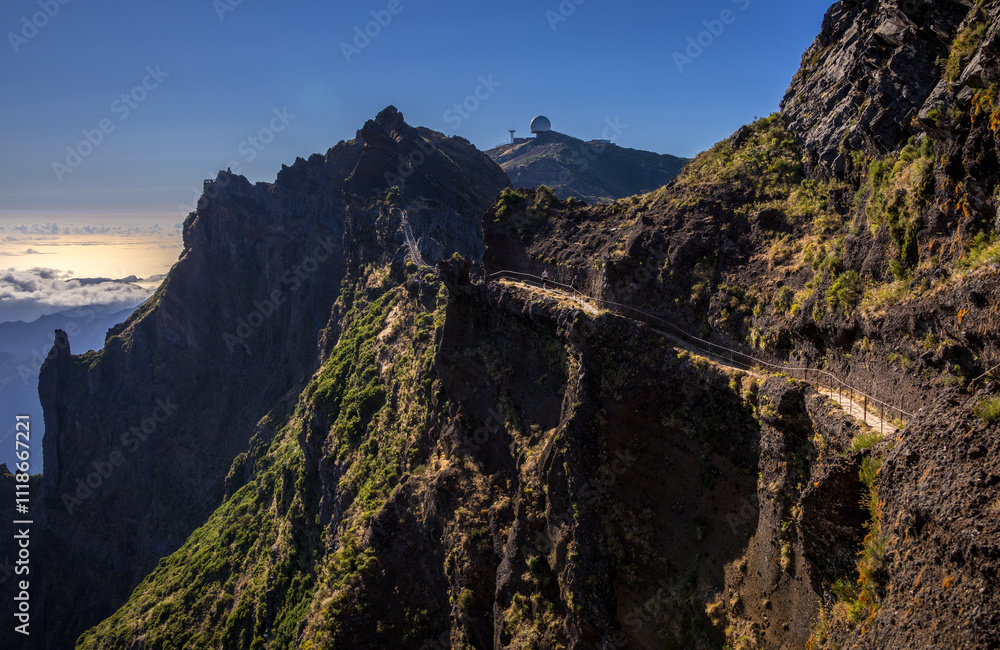 Panoramic view on the famous hike from Pico do Arieiro to Pico Ruivo, Madeira