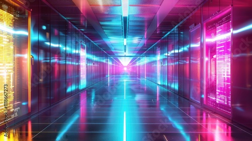 Wallpaper Mural Virtual 3D depiction white server center housing computer storage systems. Torontodigital.ca