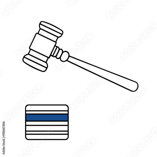 Business auction gavel and block icon in minimalist style