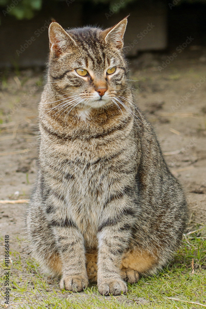 Watchful Feline Sentinel: A Captivating Portrait of a Focused Tabby Cat Watchful Feline Sentinel: A Captivating Portrait of a Focused Tabby Cat