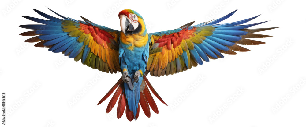 Fototapeta premium Flying Macaw isolated, PNG