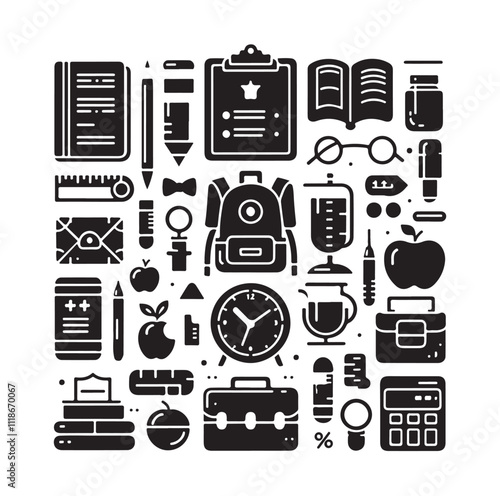 Back to School silhouette vector illustration