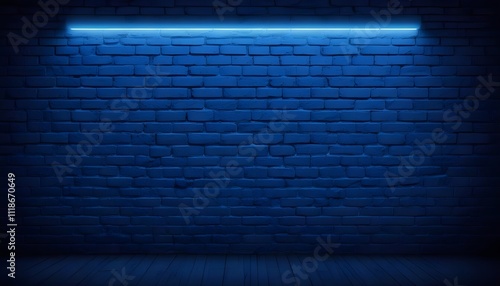 Blue brick wall with a bright blue light source