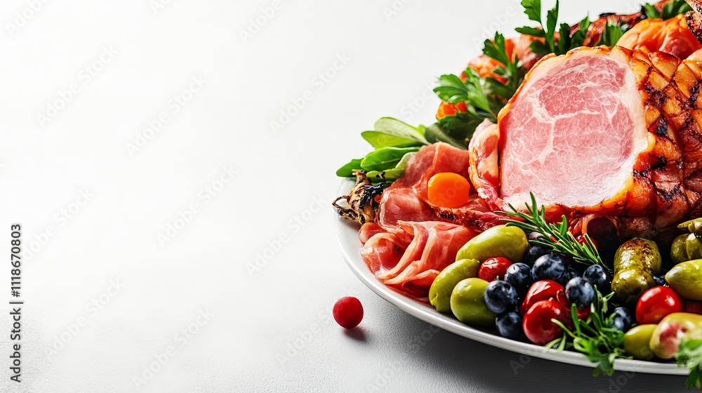 Concept of tasty food, ham, space for text Concept of tasty food, ham, space for text