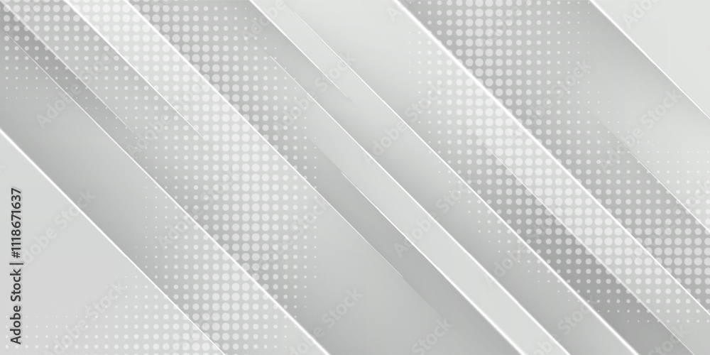 Gray halftone pattern with white line motion backdrop wallpaper. Clean Grey geometric background.