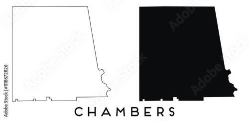Chambers map outline and black silhouette vector
