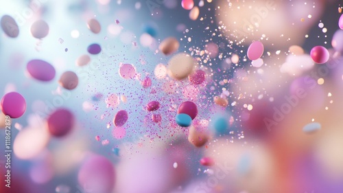 Wallpaper Mural Abstract concept of virus and medicine with floating particles in dynamic motion Torontodigital.ca