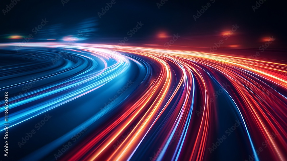 Captivating light trails burst with vibrant red and blue hues, creating a mesmerizing effect. These dynamic lines dance across the canvas, illuminating the scene with their ethereal glow Captivating light trails burst with vibrant red and blue hues, creating a mesmerizing effect. These dynamic lines dance across the canvas, illuminating the scene with their ethereal glow