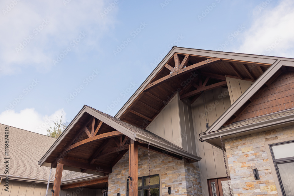 Roof with gable arches on a modern house Roof with gable arches on a modern house
