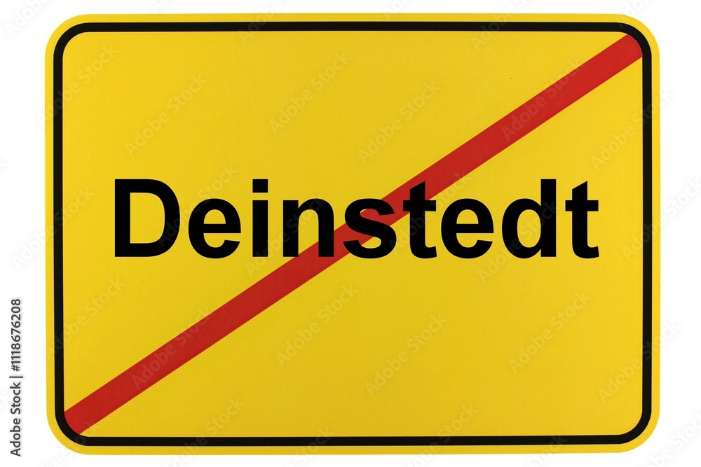 Illustration eines Ortsschildes von Deinstedt in Niedersachsen Illustration eines Ortsschildes von Deinstedt in Niedersachsen