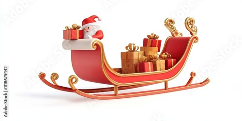 Wallpaper Mural Red sleigh filled with gifts and candy canes on a white background, symbolizing Christmas joy and celebration. 3D Rendering
 Torontodigital.ca