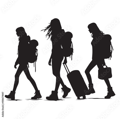 Traveler with Suitcase silhouette silhouette vector illustration