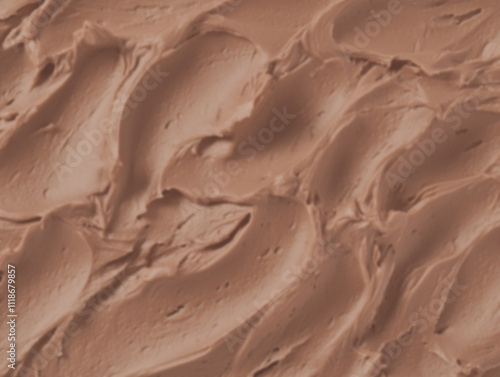Blurred defocused background mocha mousse close up texture macro. Background wallpaper with whipped cocoa cream. Trendy color palette of the year photo