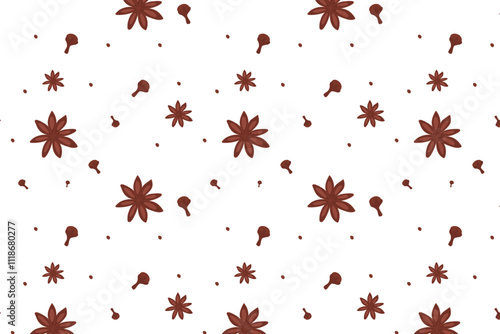 Brown ornament of spices cloves and star anise
