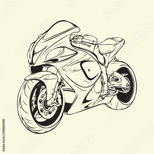 MotoGP superbike line art perfect for racing logos, vector illustrations, and creative design projects.