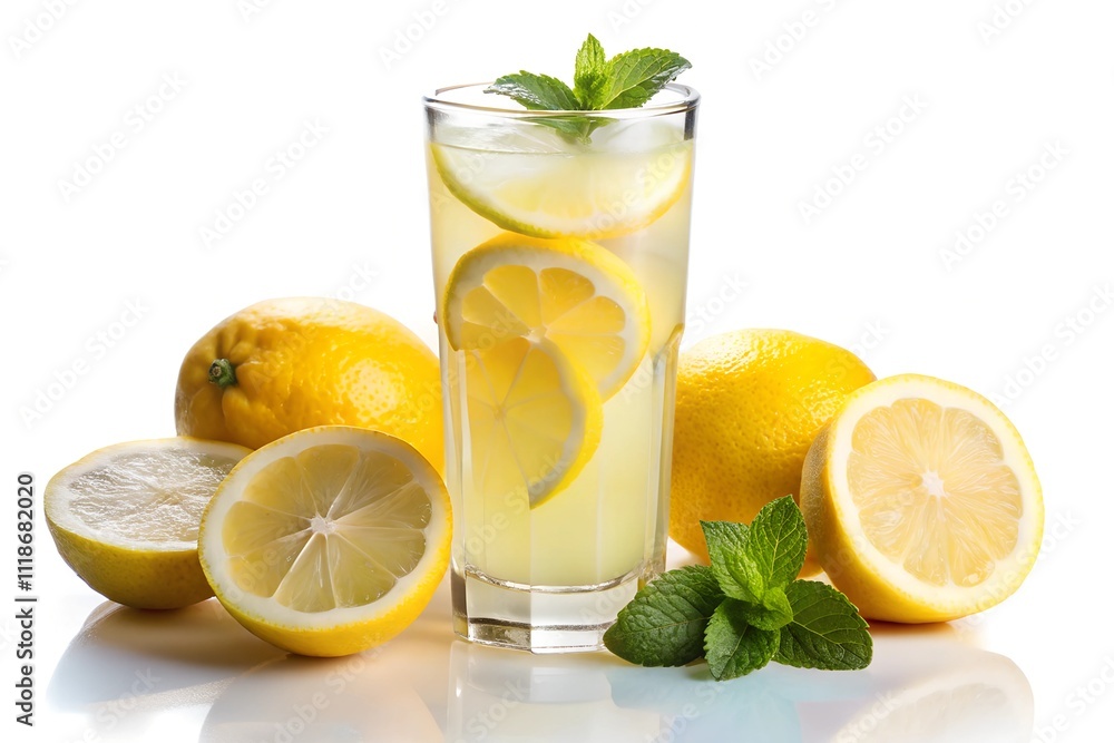 glass of lemonade isolated on White background glass of lemonade isolated on White background