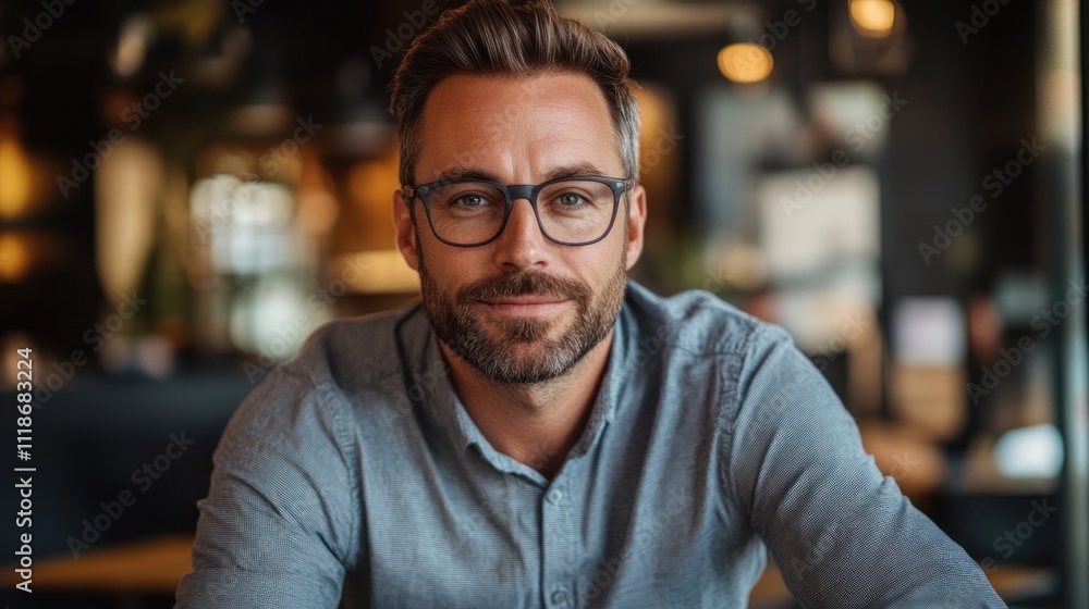 Confident man with glasses in a modern office. Confident man with glasses in a modern office.