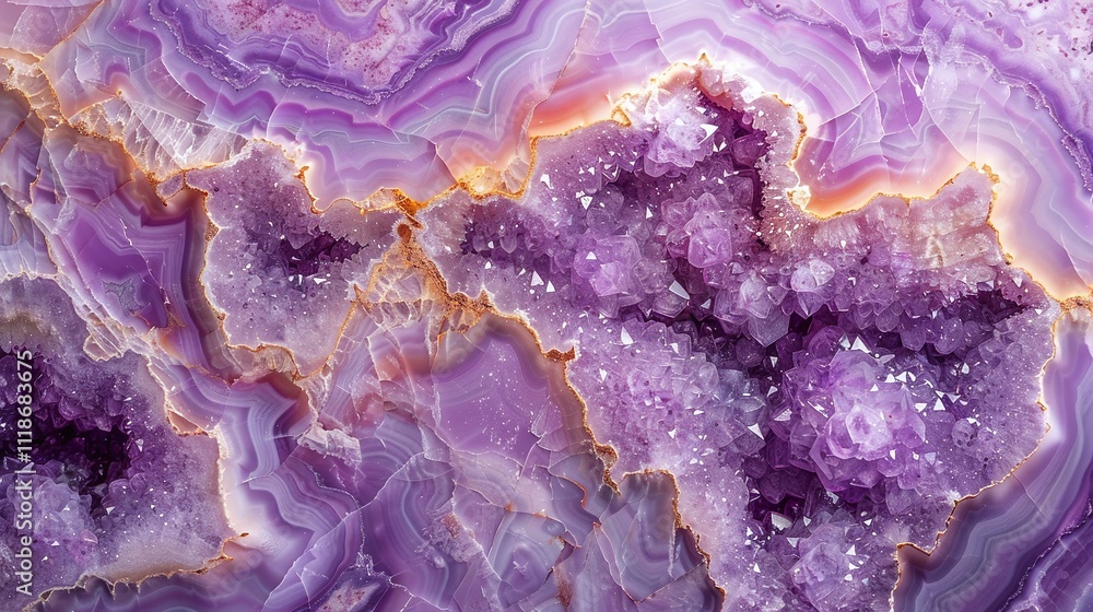 Purple geode with sparkling crystals, golden accents, intricate mineral patterns, polished stone texture, natural abstract design, luxurious geological background
Purple geode with sparkling crystals, golden accents, intricate mineral patterns, polished stone texture, natural abstract design, luxurious geological background