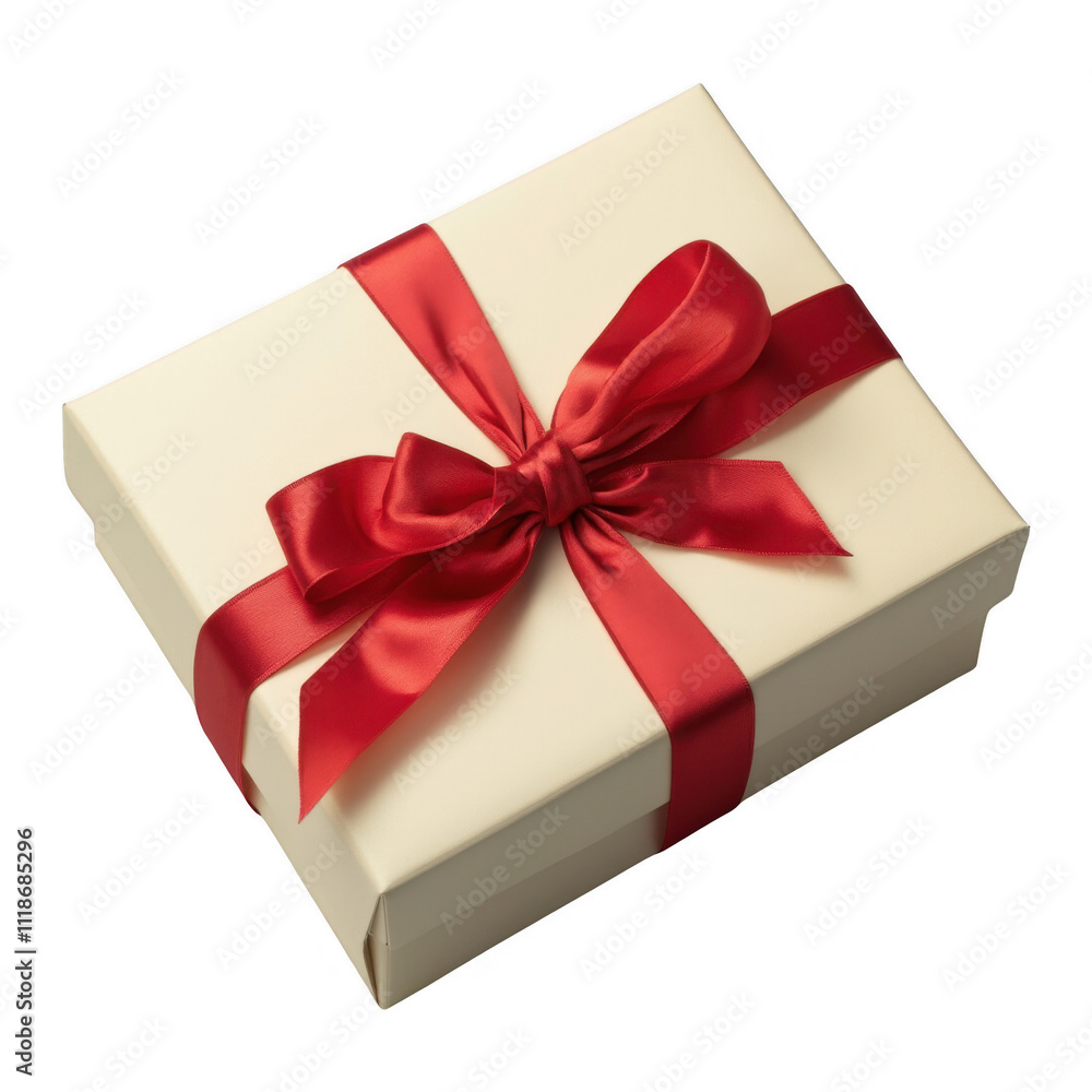 Elegant PNG Transparent Image of Cream-Colored Gift Box with Glossy Red Ribbon Bow - Perfect for Gift-Giving and Holiday Stock Photos Elegant PNG Transparent Image of Cream-Colored Gift Box with Glossy Red Ribbon Bow - Perfect for Gift-Giving and Holiday Stock Photos