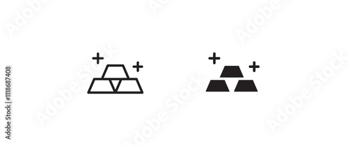 Gold golden silver bar icons vector, sign, symbol, logo, illustration, editable stroke, flat design style isolated on white